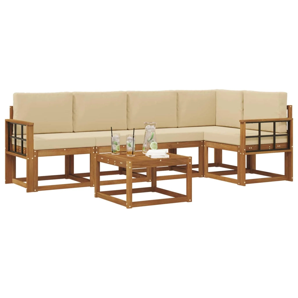 Set di divani da esterno con cuscino 6 pcs Naturale e Beige 3366441