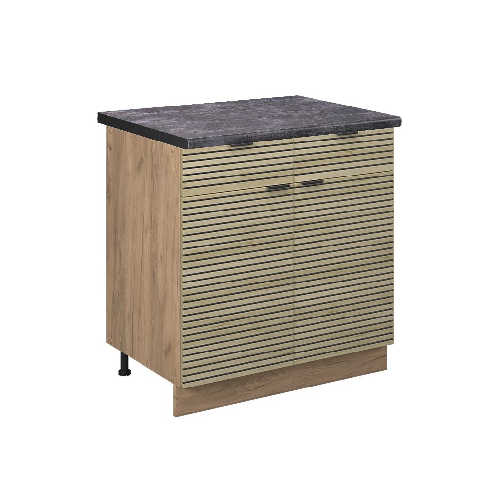 Mobiletto base per cucina Fame-Line Pannello in quercia/Rovere dorato 80 cm, PL Antracite Vicco
