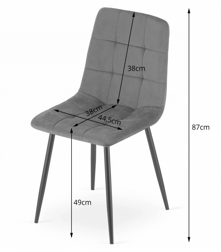 Sedia Valora PYRA in velluto grigio scuro, design moderno x4