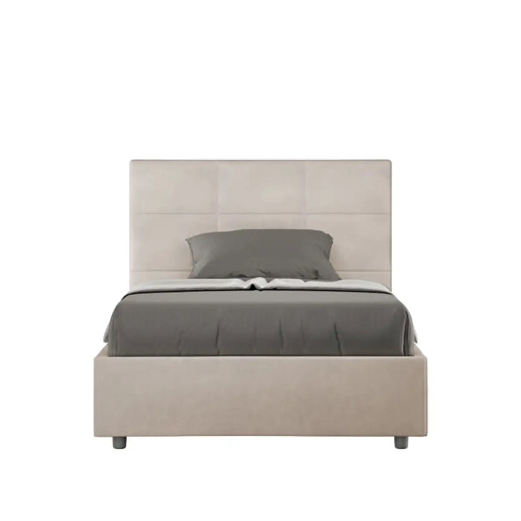 Letto una piazza e mezza senza rete imbottito 120x200 microfibra sabbia Mika