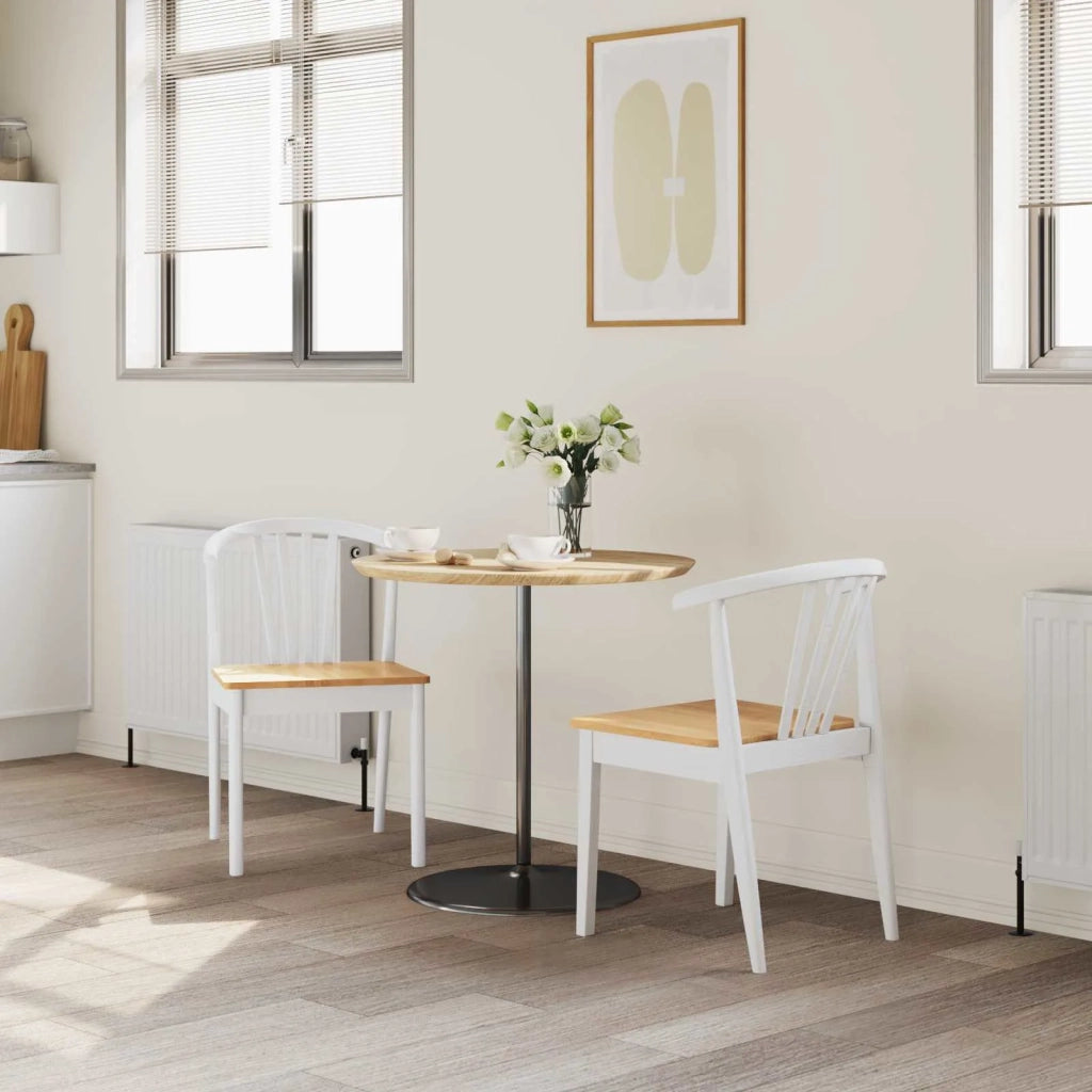 Sedia da pranzo 2 pcs bianco e naturale