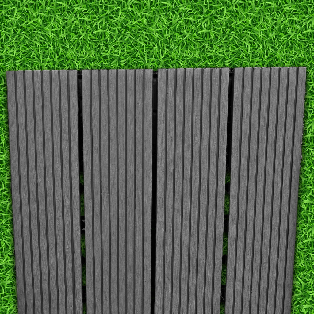 Noka - Pavimento da Esterno con Clip 90x30 cm 6 Piastrelle 1,62 m2 per Giardino Patio Terrazza in WPC NERO