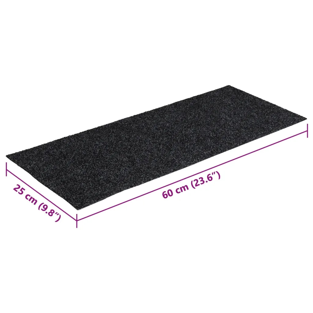 Tappetini per scale autoadesivi 15 pz | Gradini per Scale 60x25 cm Grigio Scuro Rettangolari
