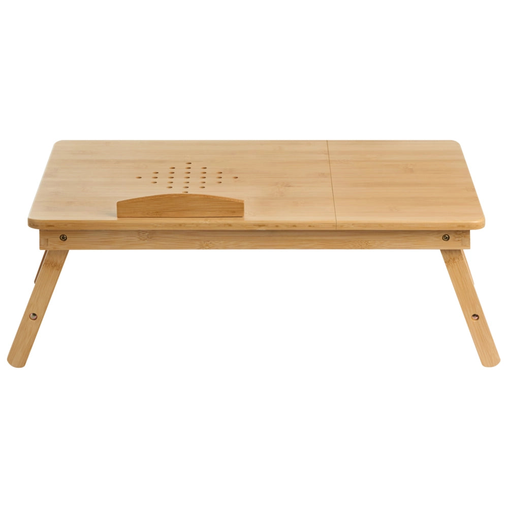 Scrivania pieghevole per laptop Telaio in bambù marrone chiaro Vassoio da letto portatile per la colazione con cassetto Stile scandinavo
