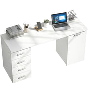 Scrivania con 4 cassetti e anta ¨C Xylo ¨C 140 cm bianco legno