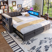 Letto Imbottito con LED e Contenitore ¨C Xylo ¨C Grigio Scuro, 90x190 / 180x190