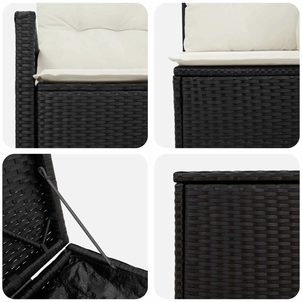 Set di divani 7 pz Nero e Bianco Crema 3448715