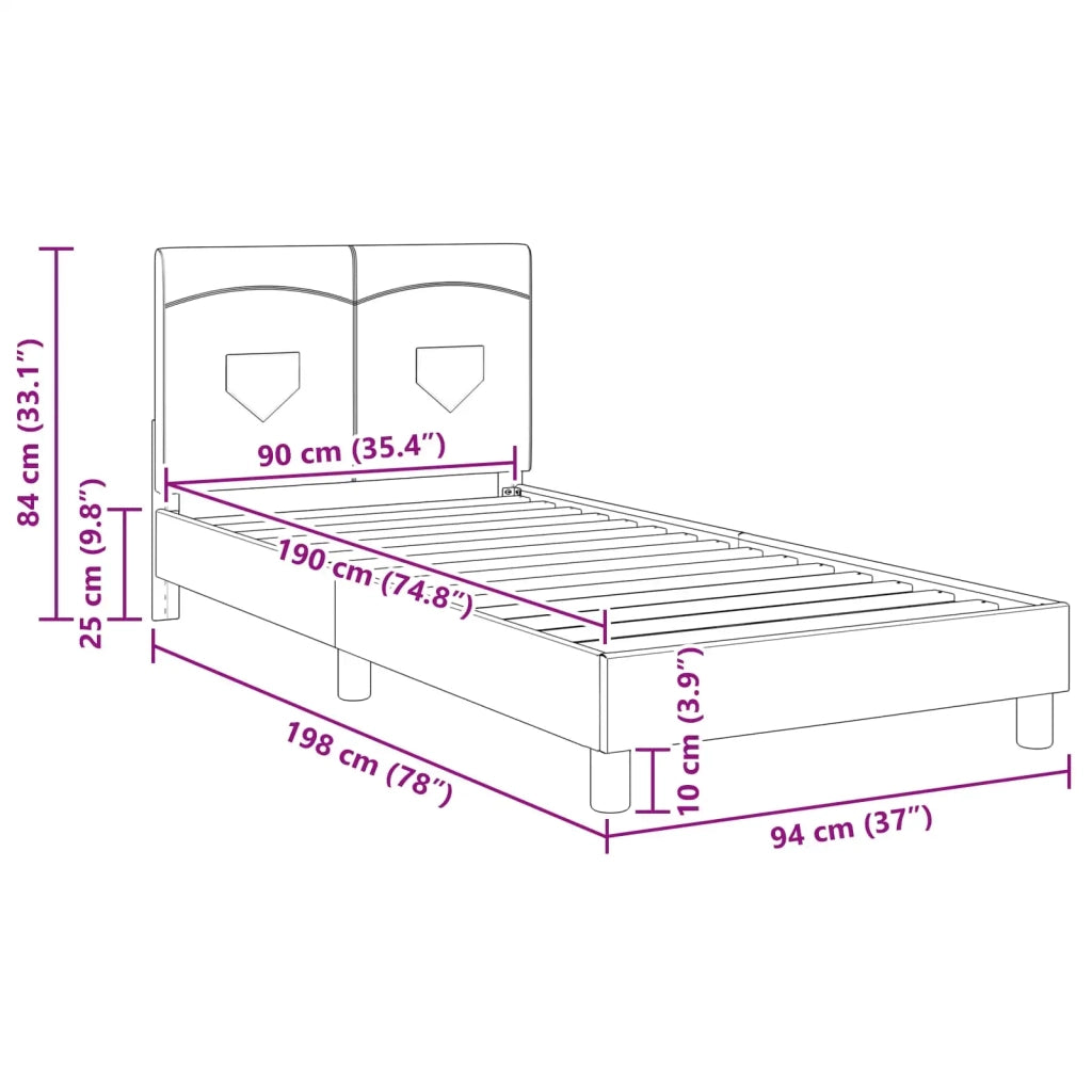 Struttura letto bambini con testata Nero 90 x 190 cm Tessuto 42010996