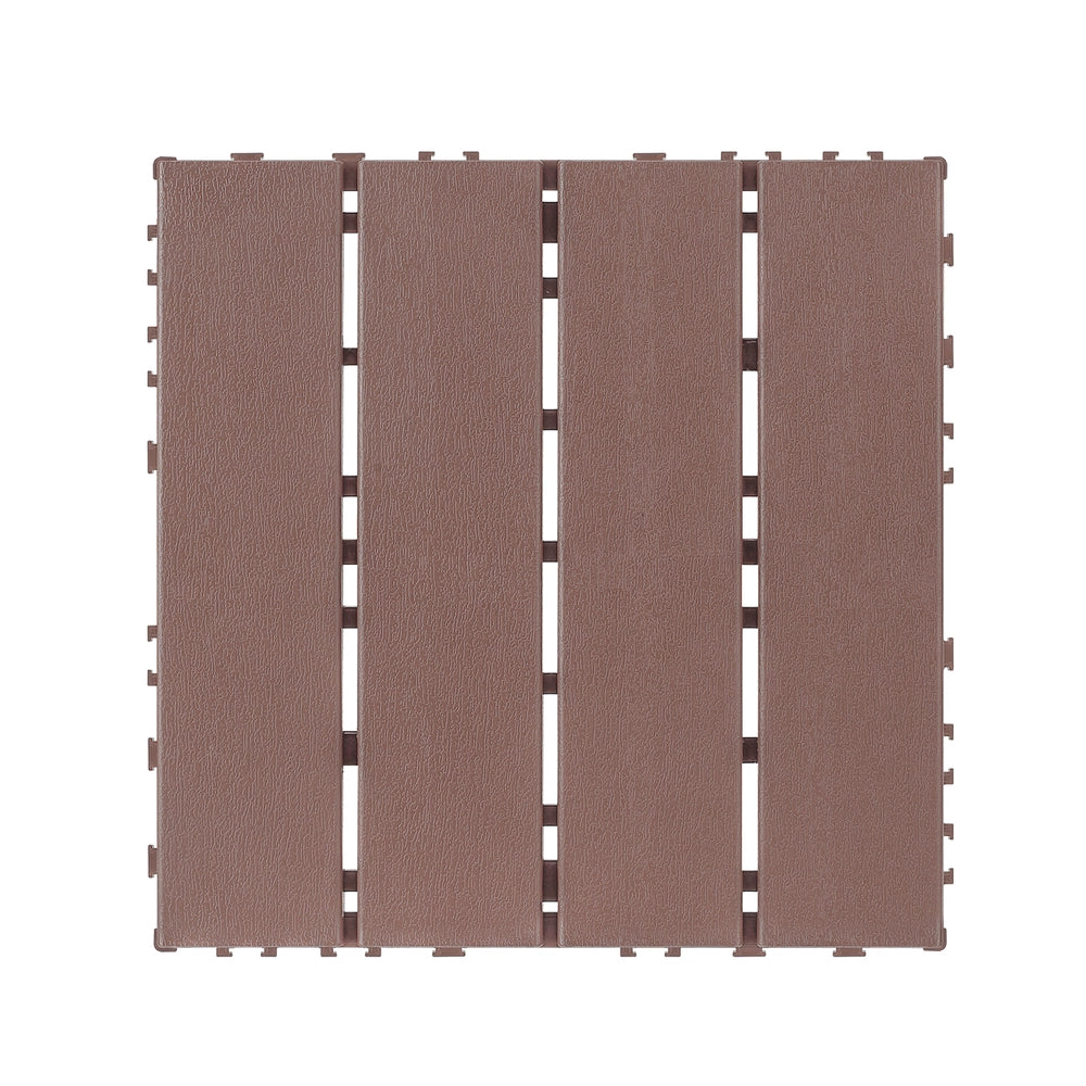 Piastrelle da Pavimento Interlocking per Esterni ¨C MINIMAL ¨C Marrone, 12x12, 44 pezzi