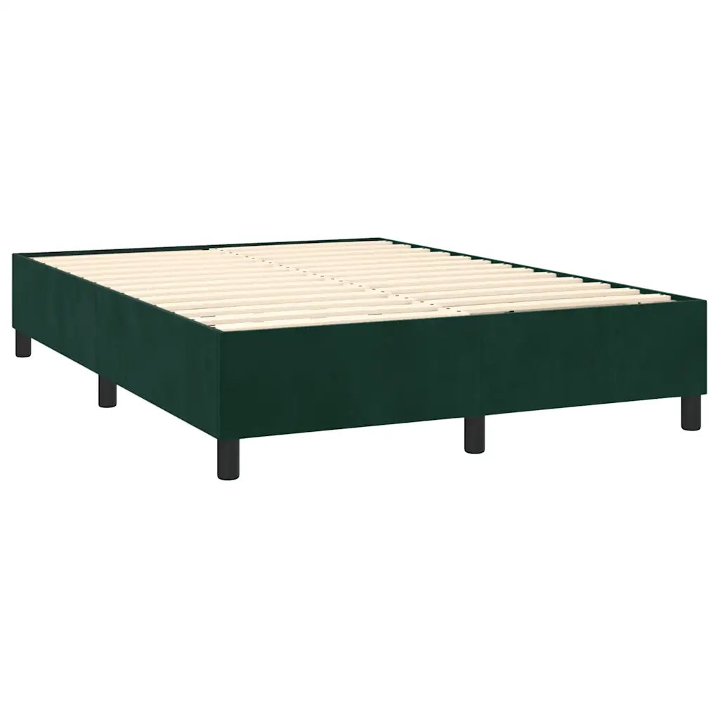 Letto a Molle con Materasso e LED Verde Scuro 140x200cm Velluto 3139628