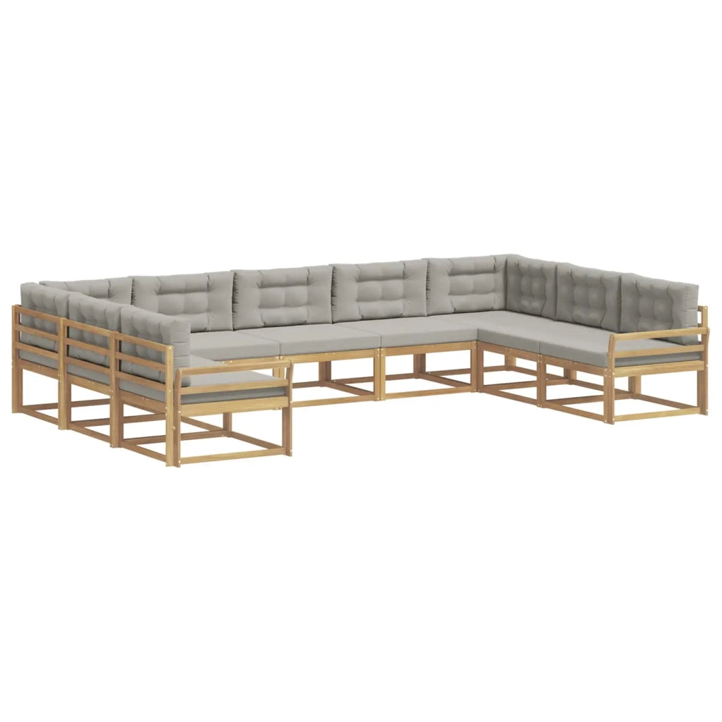 Set di divani da esterno 9 pz Bianco e Grigio Chiaro 3387035