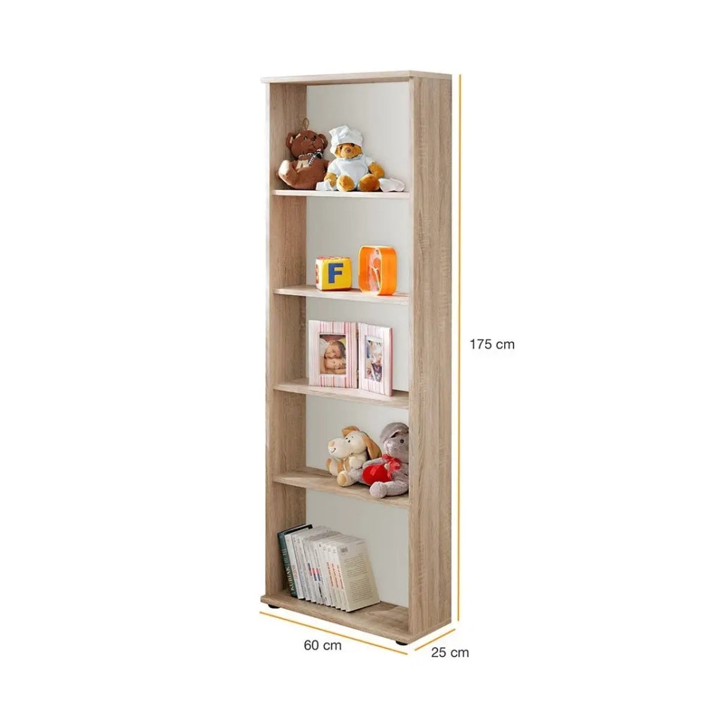 Libreria a 4 ripiani per cameretta colore quercia collezione DENVER.