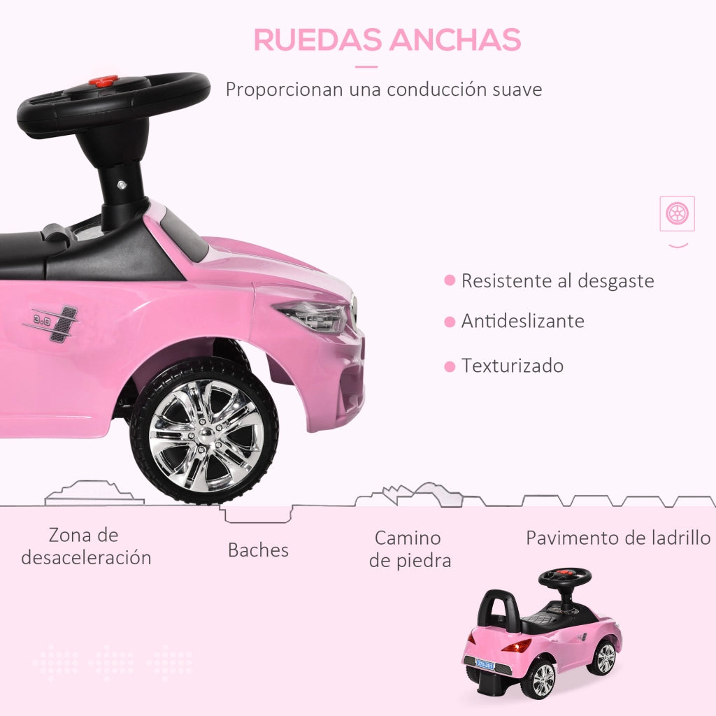 Macchina Cavalcabile per Bambini 18-36 Mesi ¨C Xylo ¨C Rosa con Luci Suoni e Volante