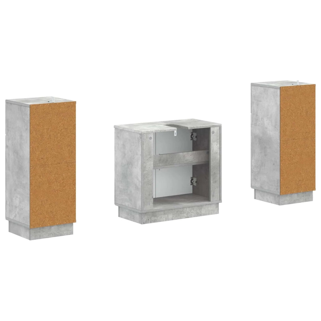 Set di Armadi da Bagno da 2 Pezzi HOORN Grigio Cemento 3418038
