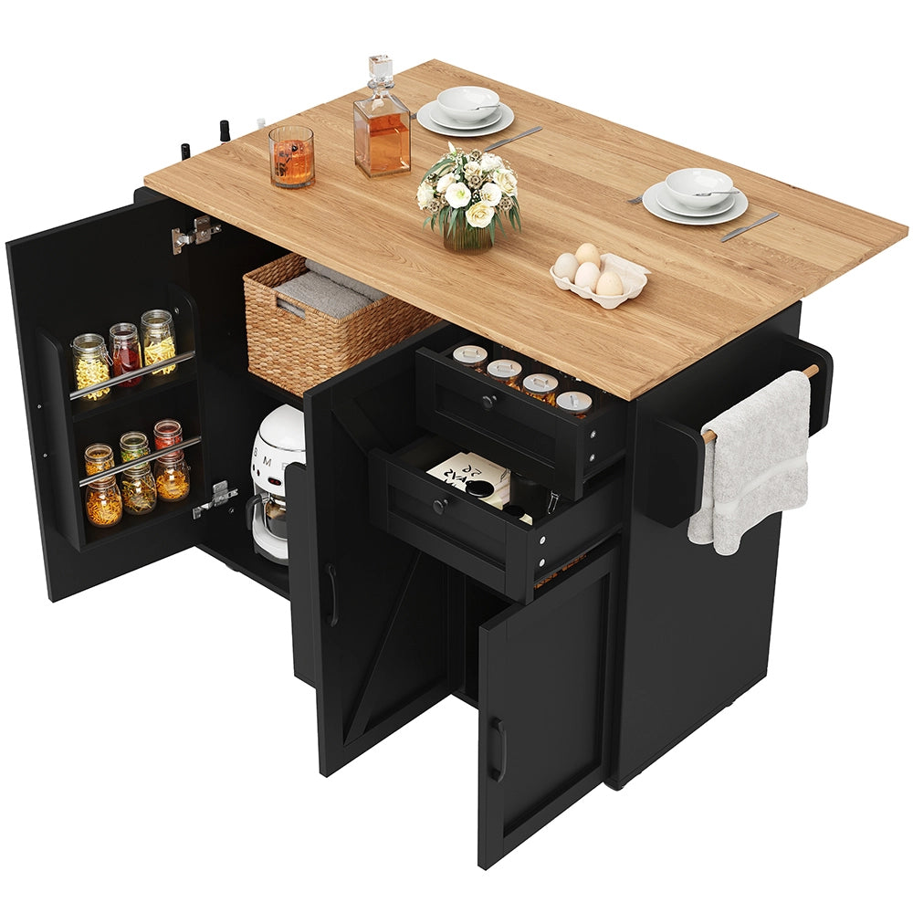Isola cucina - Xylo - scaffali snack venatura legno nero