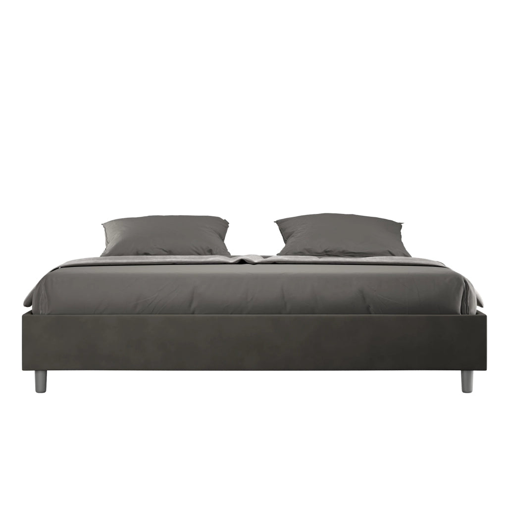 BS COM Letto con rete imbottito 180x200 microfibra grigio