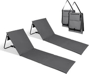 Strandmattate con schienale regolabile - Riempite con schiuma comfort - Ultraleggiere e pieghevoli - Grigie - Set di 2 sedie da spiaggia pieghevoli