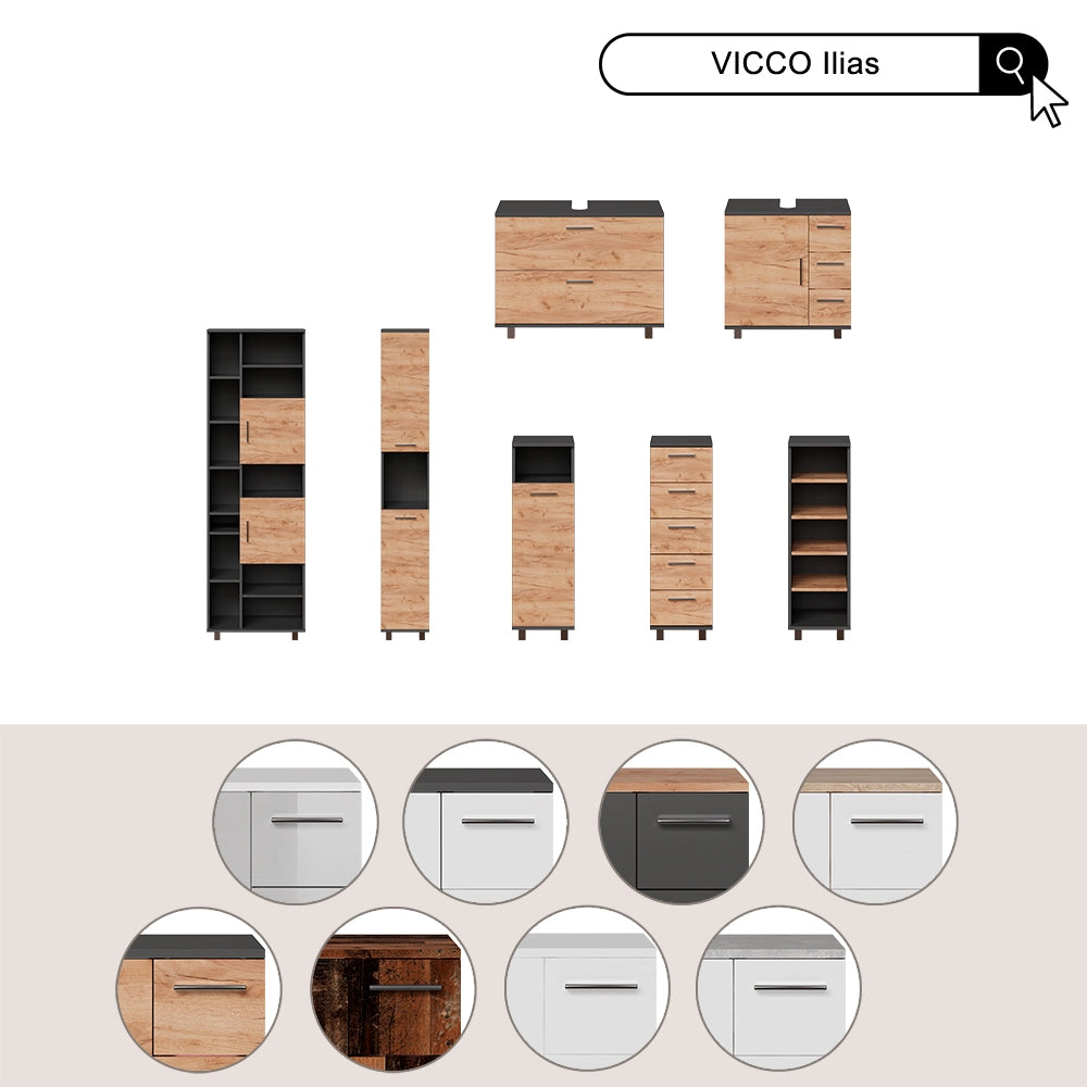Vicco Mobile alto Antracite/bianco 30.2 x 190 cm con 2 porte
