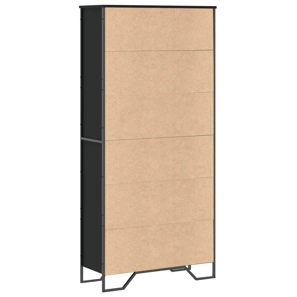 Libreria-Scaffale per Libri-Mobile di Stoccaggio Nera 80x31x169 cm in Truciolato