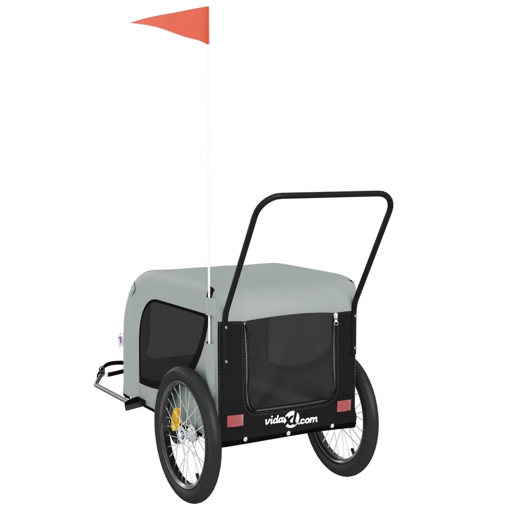 Rimorchio da Bici per Animali Grigio e Nero Oxford e Ferro 94028