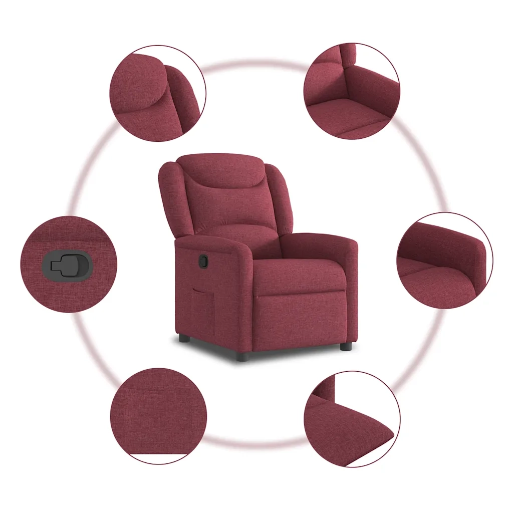 Poltrona Reclinabile in Tessuto Rosso Vino 4015599