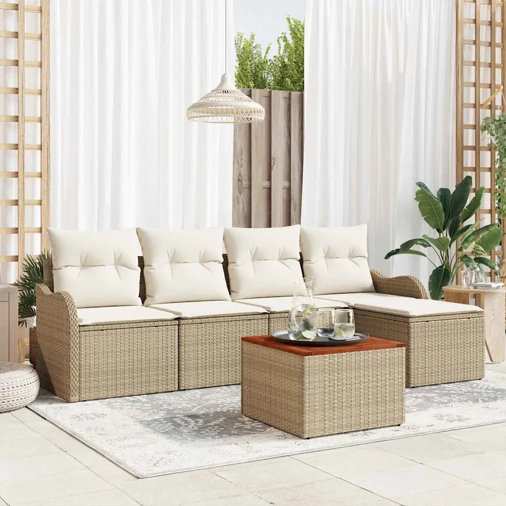 Set Divano da Giardino con cuscino 6 pcs Beige polyrattan 3347442