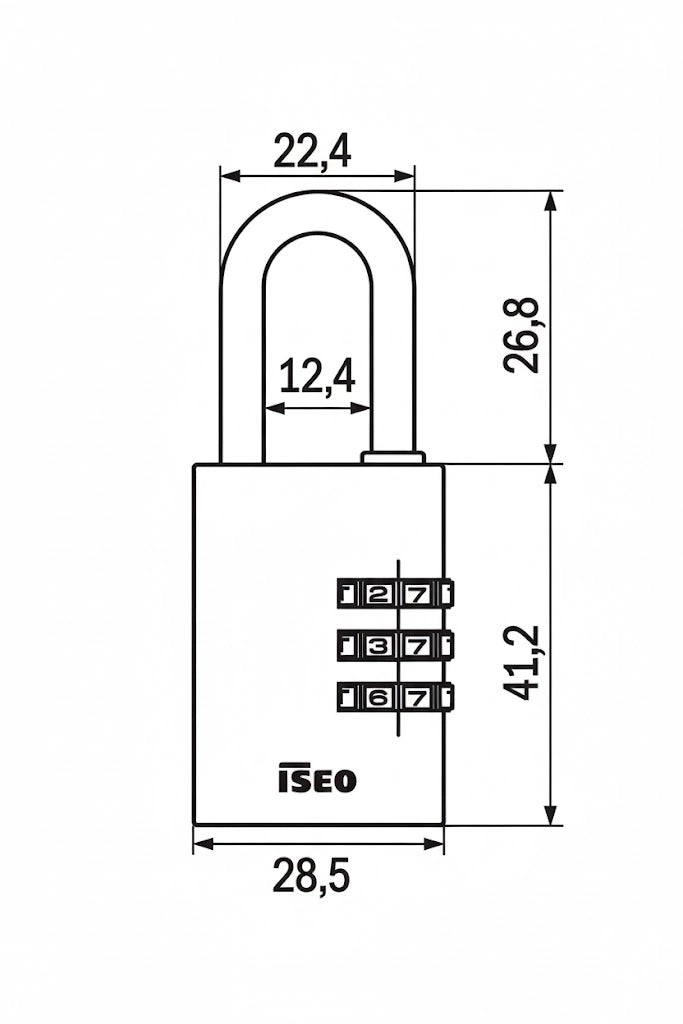 LUCCHETTO A COMBINAZIONE A 3 COMBINATORI- - mm.28,5 grigio (P0153027G) - 12 pezzi ISEO