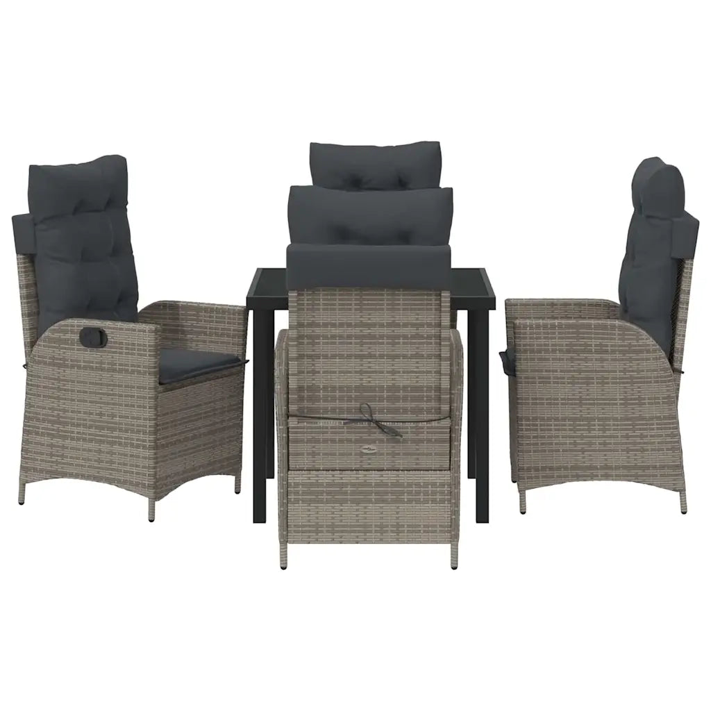 Set da Pranzo per Giardino con cuscino 5 pcs Grigio polyrattan