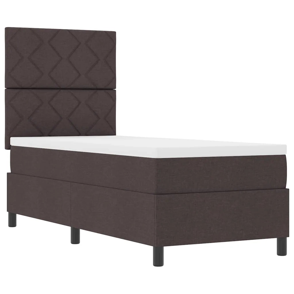 Letto a molle con materasso Marrone scuro 80 x 200 cm Tessuto 3342903