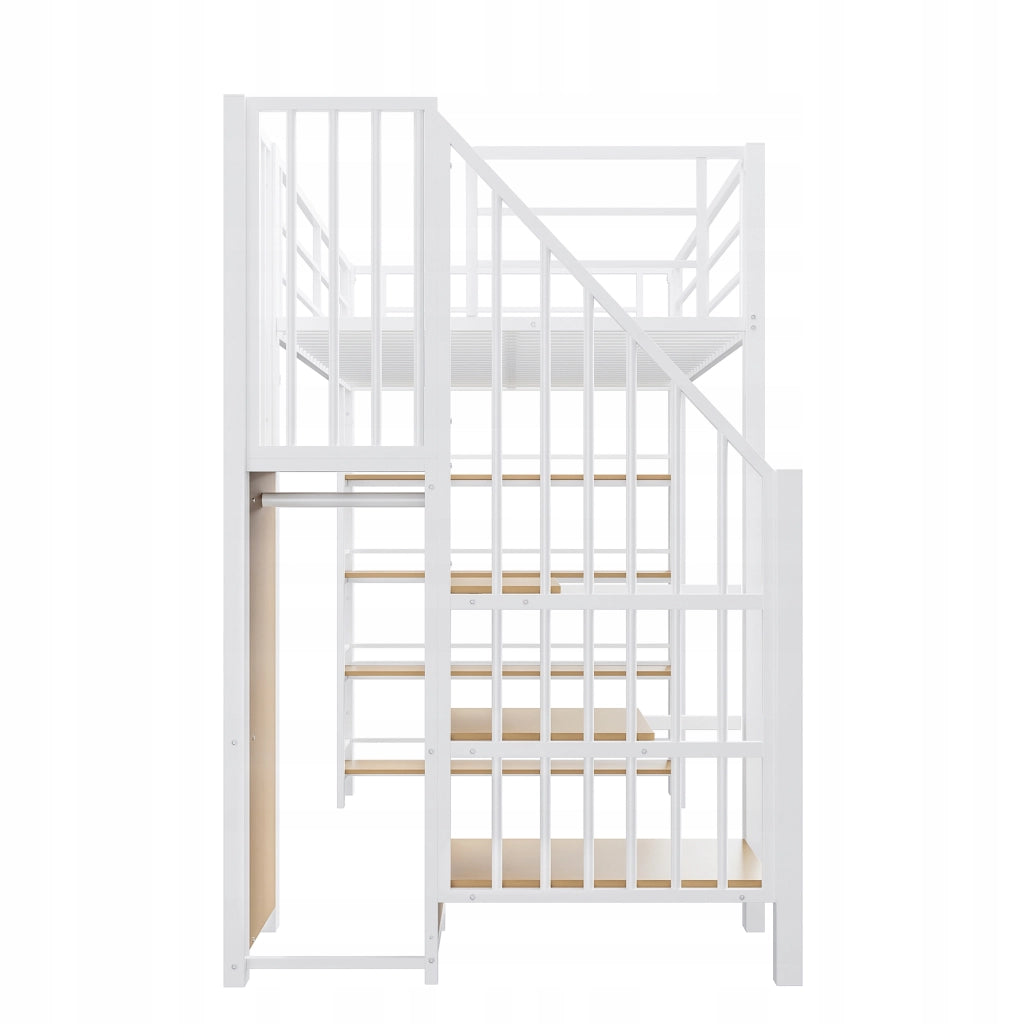 Letto a castello 90x200 - Xylo - Bianco con scala