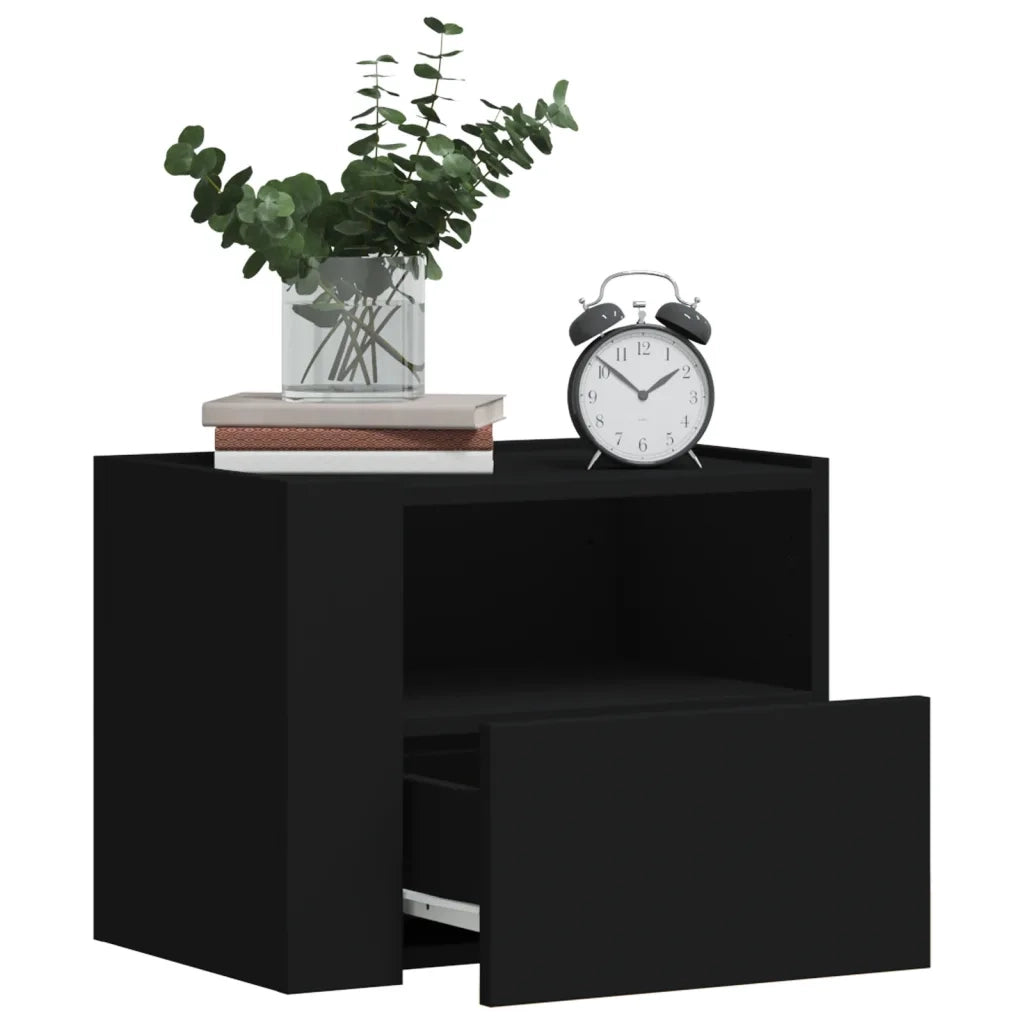 Comodino a Muro Nero 45x30x35 cm 848313