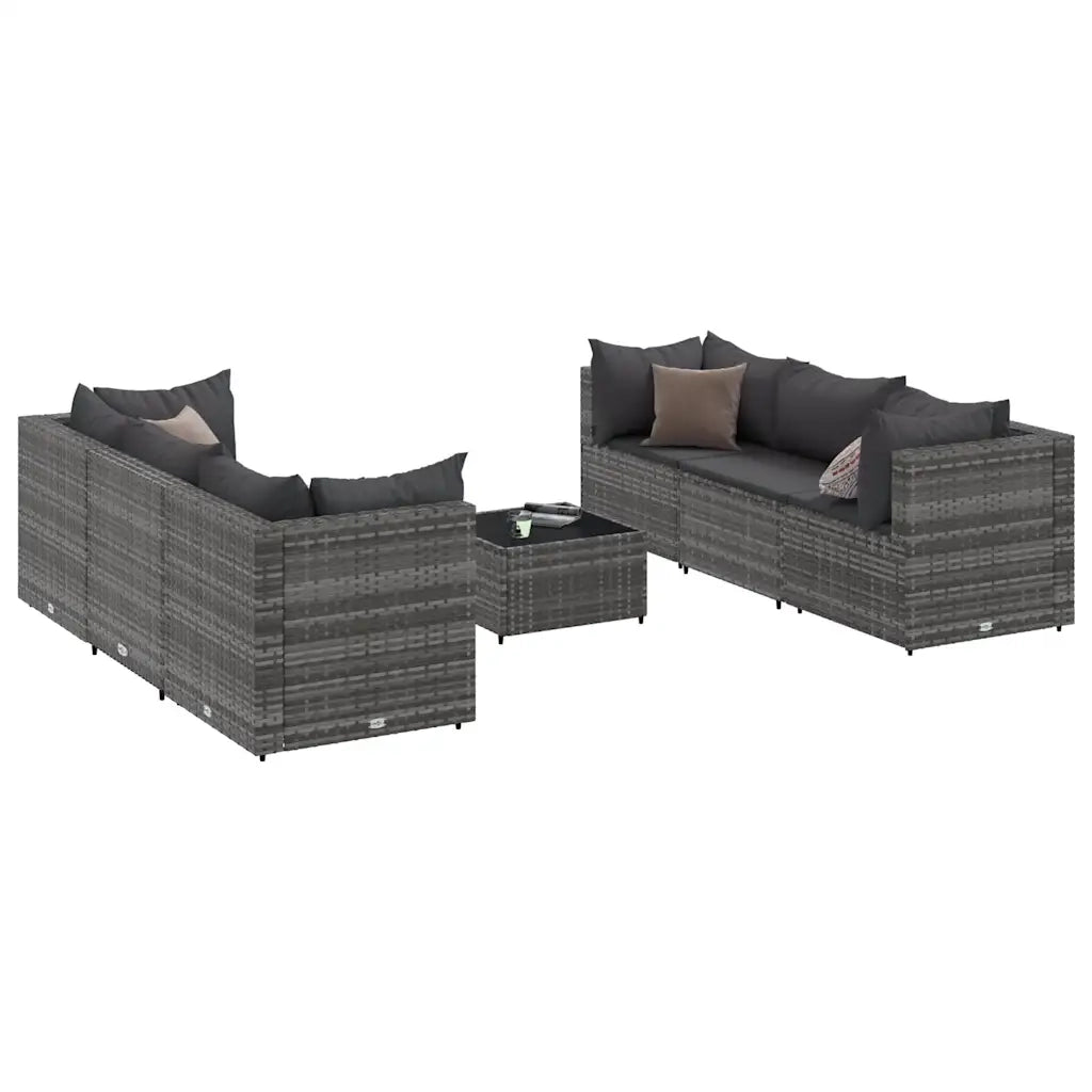 Set Divani da Giardino 7 pz con Cuscini in Polyrattan Grigio 3308026