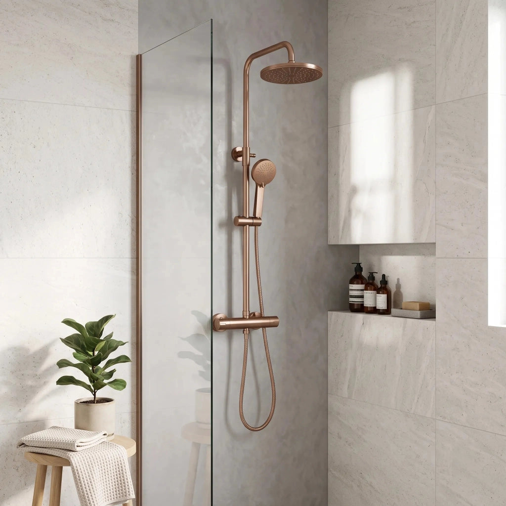 Set Doccia Con Termostato Rea Parot Light Brush Copper