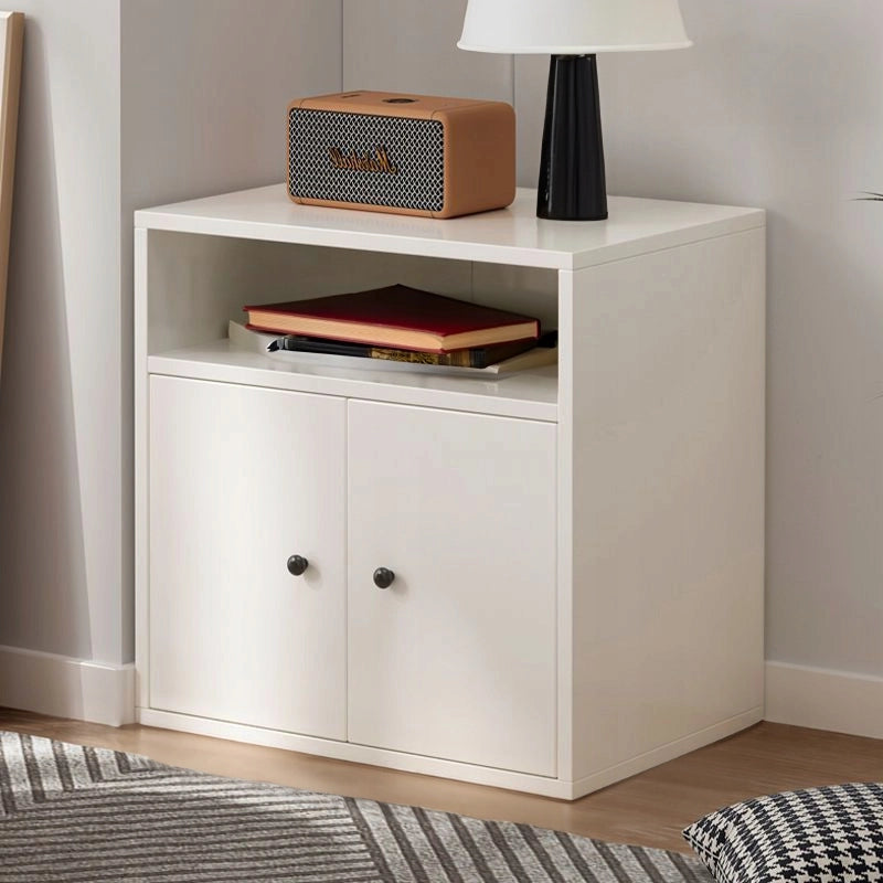 Libreria a colonna bianca con 2 ante, cassettiera, mobile, stile loft scandinavo moderno, robusta