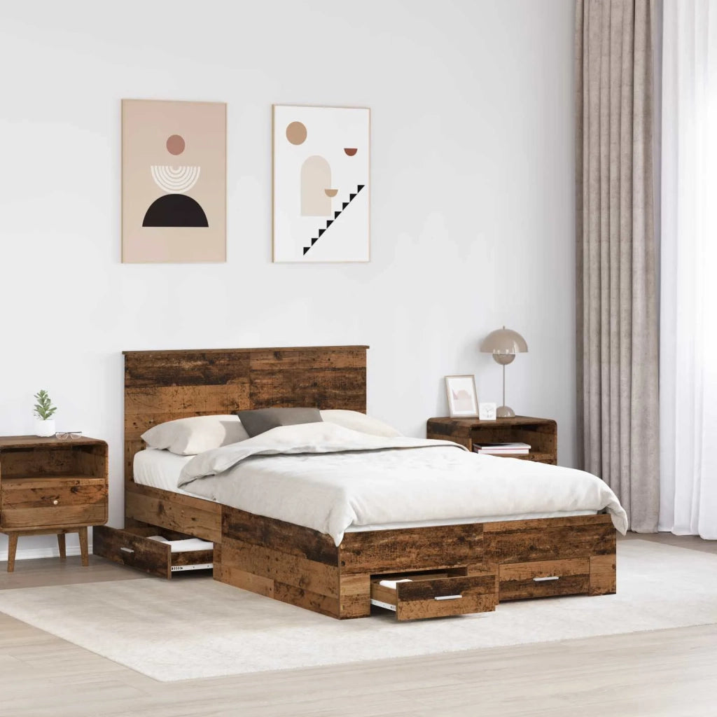 Letto matrimoniale | Letto per adulti | Struttura del letto con testiera Legno vecchio 120 x 190 cm