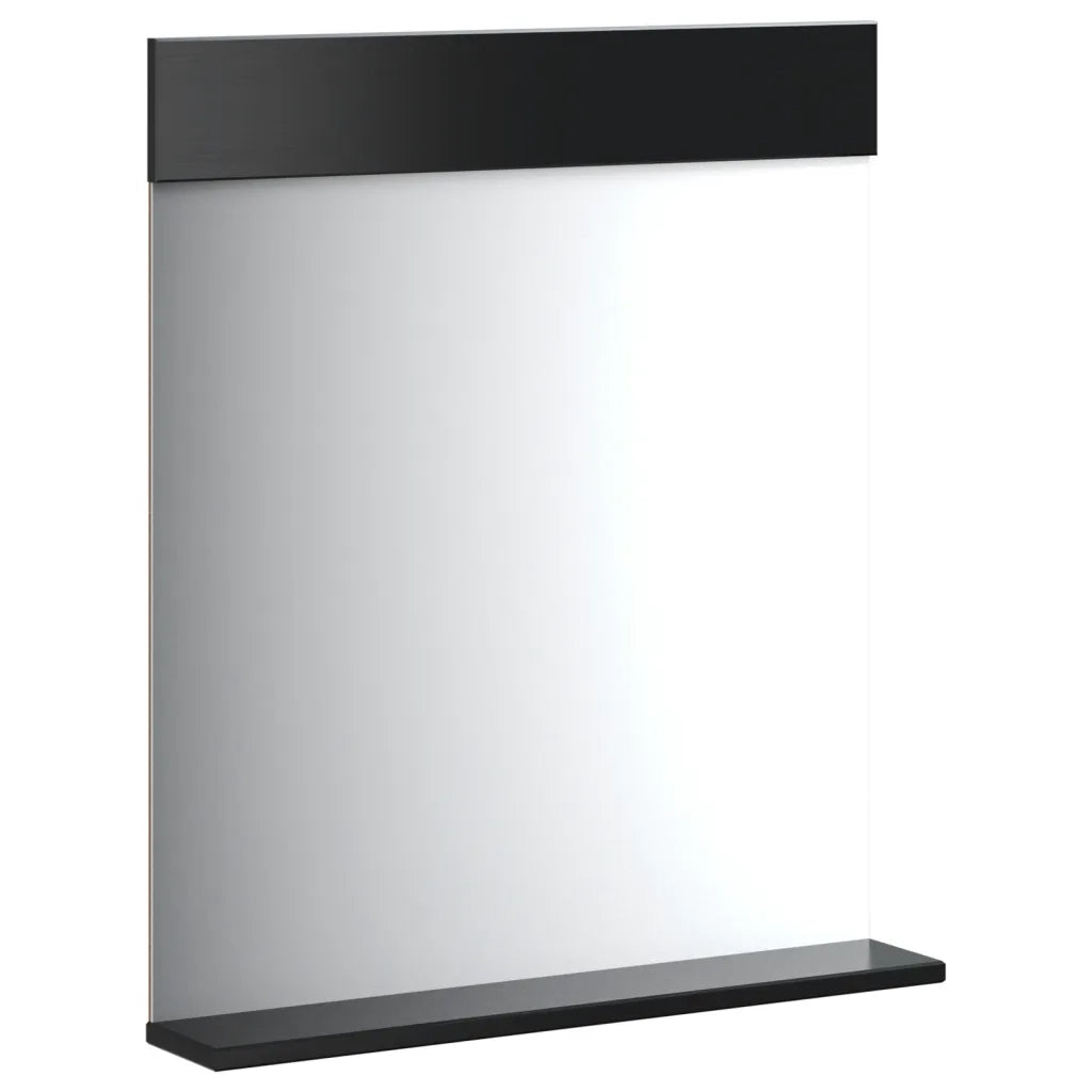 Specchio Bagno e Ripiano BERG Nero 60x12x70 cm Legno Massello