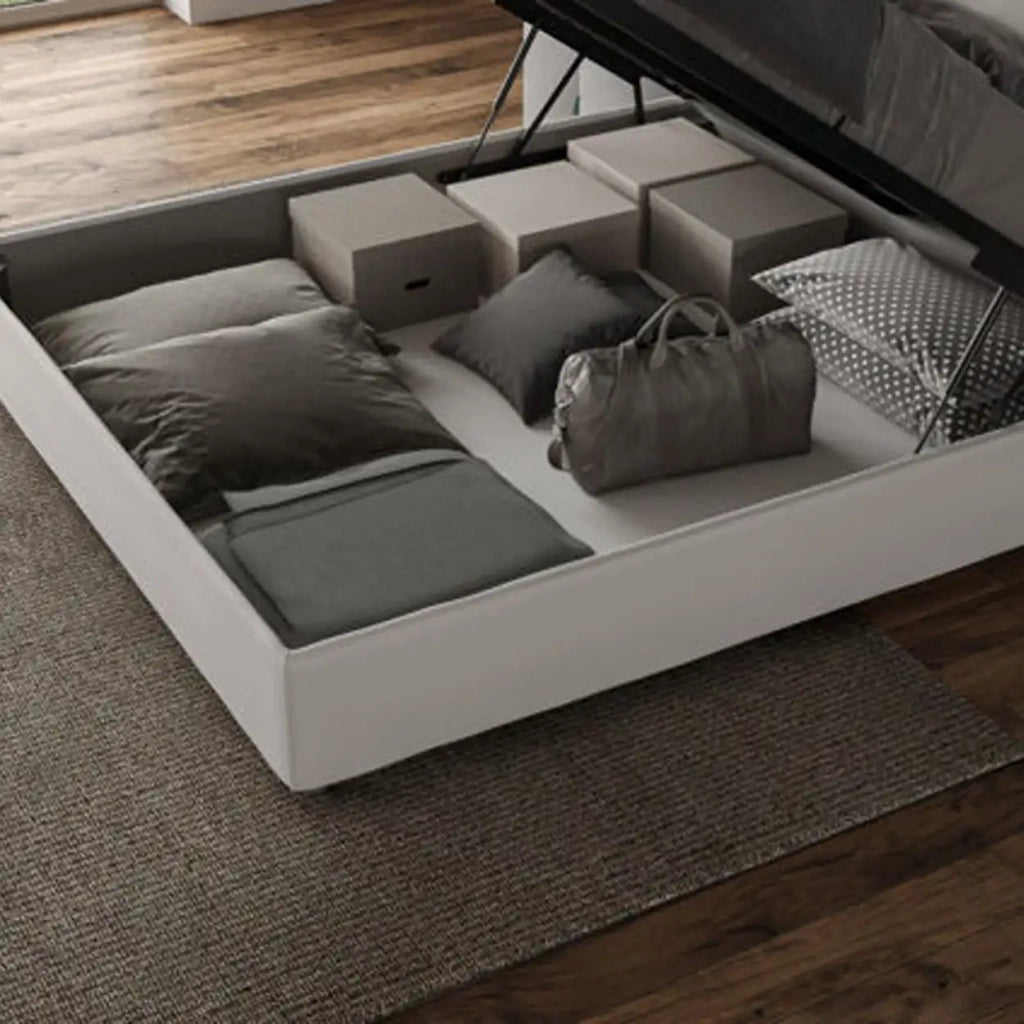 Letto matrimoniale francese contenitore imbottito 140x210 microfibra tè verde Adele