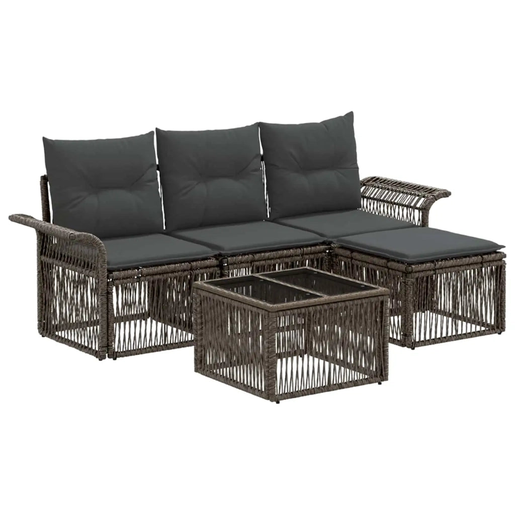 Set Divano da Giardino 5 pcs Grigio polyrattan 3434813