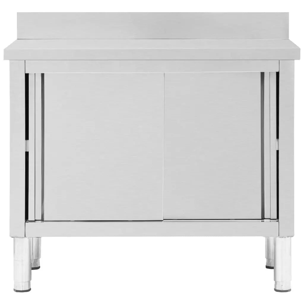 Banco da Lavoro con Ante Scorrevoli 100x50x(95-97)cm in Acciaio 51050