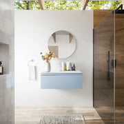 Cassettone sospeso 80 cm blu pastello opaco | Darwin