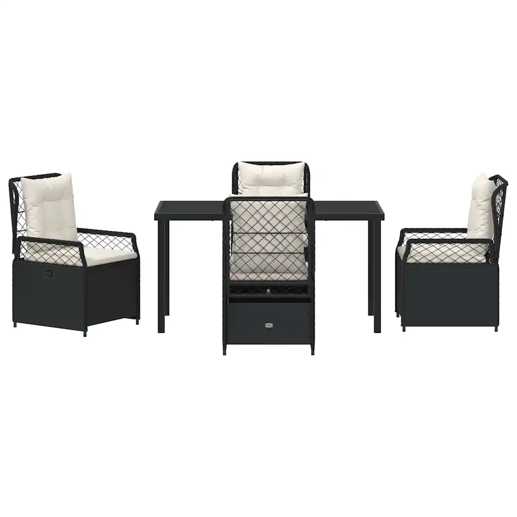 Set da Pranzo per Giardino 5 pcs Nero polyrattan