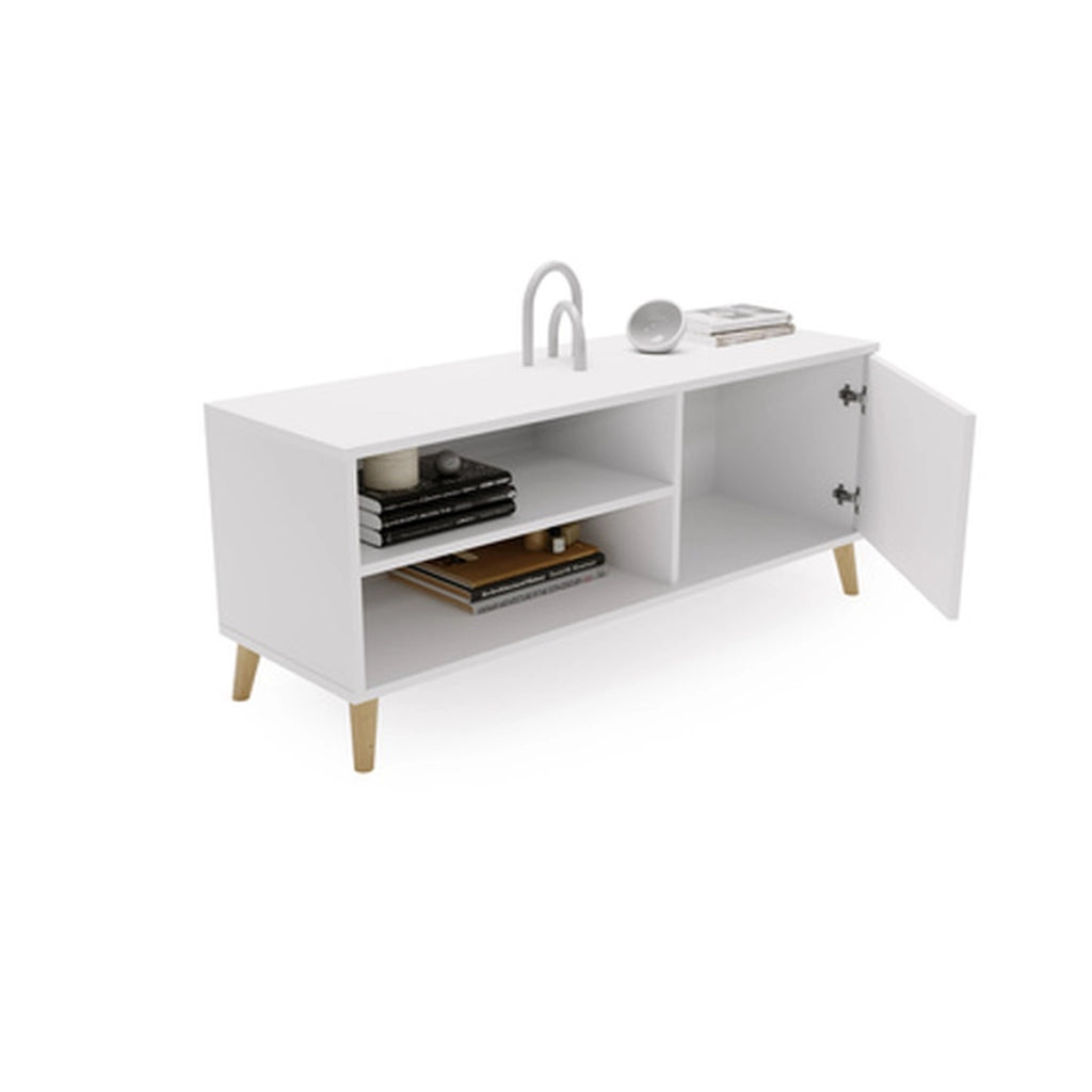 Mobile TV VIVA 110 cm bianco con gambe in legno