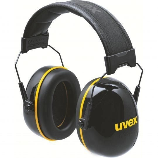 Uvex 2630020 K20 Cuffie Antirumore Pieghevoli SNR 33 dB Fascia Imbottita Cuscinetti Memory Foam colore Nero Giallo