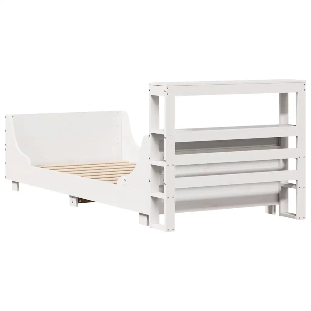 Letto senza Materasso-Struttura Letto Bianco 75x190 in Legno Massello di Pino 914878