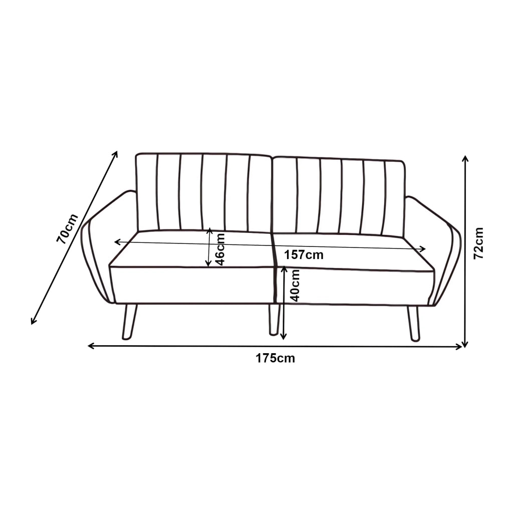 Divano/poltrona trasformabile a 2 posti 175 x 70 x 72 cm grigio 03_0009125