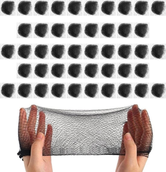 Nastro di nylon riutilizzabile per chignon e nodi - 50 pezzi - bordo elastico - nero