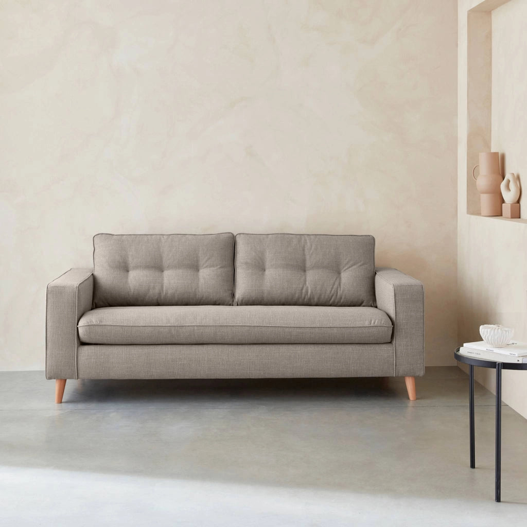Divano letto convertibile con materasso, 3 posti, beige