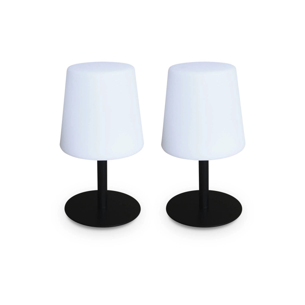 Set di 2 lampada da tavolo led per interni/esterni, nero