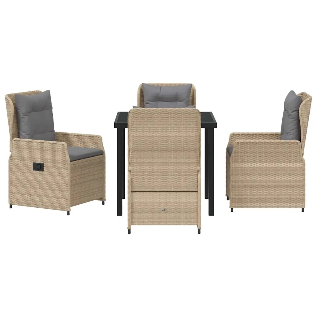 Set da Pranzo per Giardino 5 pcs Beige e Grigio Chiaro