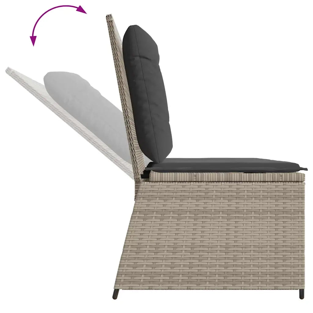 Panca Reclinabile Giardino con Cuscini Grigio Chiaro Polyrattan 368969